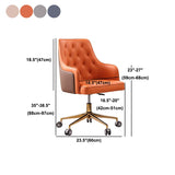 Tufted Upholstered Task Chair Modern Faux Leather Office Chair with Arms