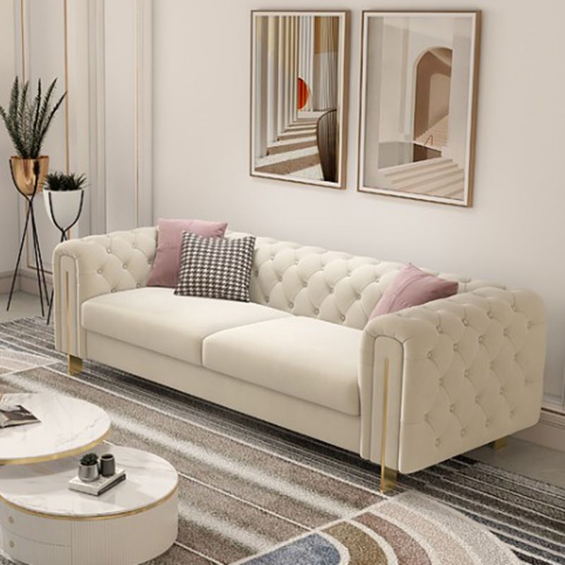 Divano a braccio di smoking divano bianco contemporaneo con back-back trapuntato
