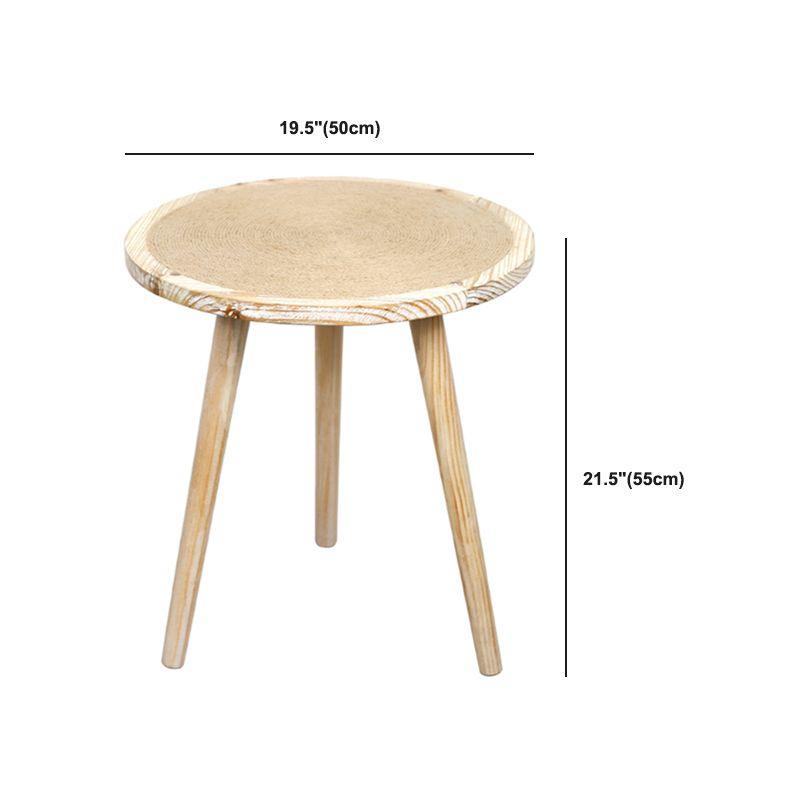 French Country 3 Legs Sofa Side Accent Table Solid Wood Round End Table