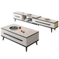 Slate Top 4 Legs Coffee Table with Storage Drawers Contemporary White