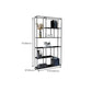 Modern Style Open Back Bookcase Metal Frame Bookshelf in Black