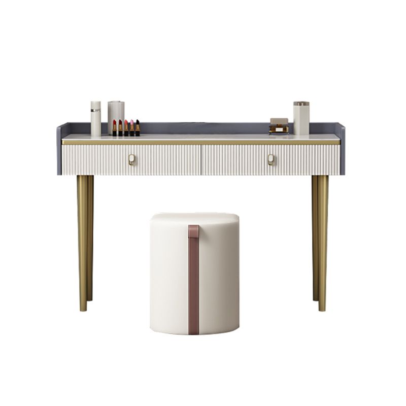 5 cassetti Vanity da tavolo da trucco in pietra per donne, 17,12 "d x 30.31" H, bianco/blu