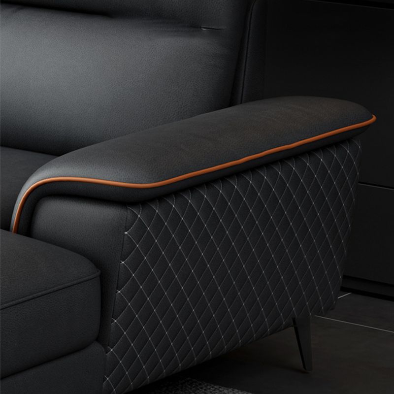 Contemporary Faux Leather Stationary Living Room Cushions Sofa Chaise