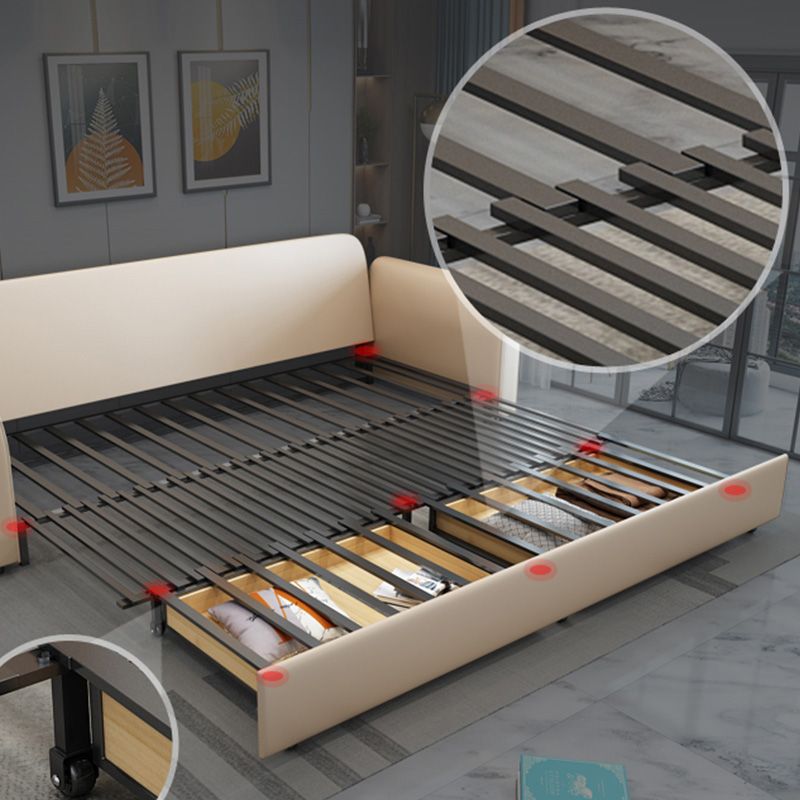 ストレージ付きの結合革のスカンジナビアベージュスリーパーソファ