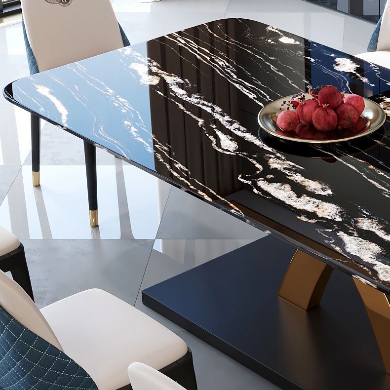 Glam Style Sintered Stone Table Rectangle Table with Metal Legs for Kitchen Clearhalo 'Dining Tables & Seating' 'Dining Tables' 'dining_table' 'furn' 'furn_dining_table' 'Furniture' 'Kitchen & Dining Furniture' 1200x1200_d4cef524-f6f5-4105-b5f0-439c62077eb9