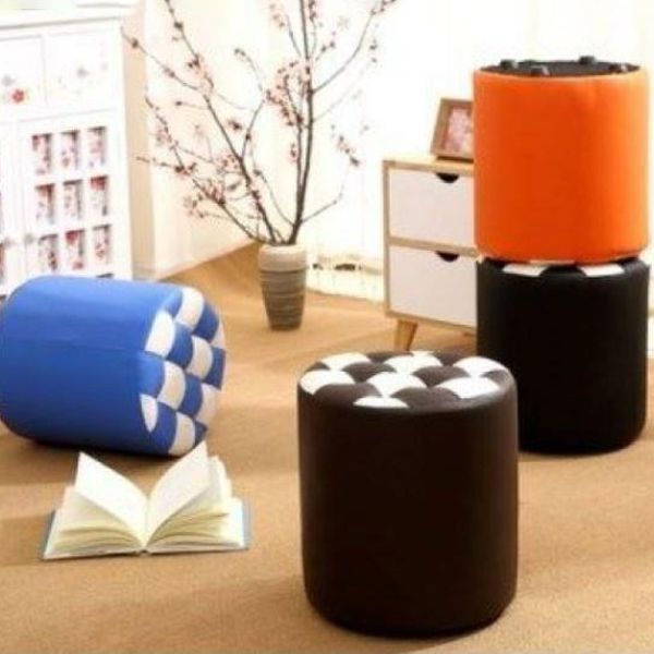 Modern Resistente alla macchia standard Round Control Modello in pelle POUF per salotto