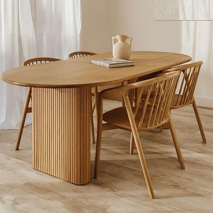Contemporary Solid Wood Table Oval Double Pedestal Home Kitchen Furniture Clearhalo ' dining_table' 'Dining Tables & Seating' 'Dining Tables' 'furn' 'furn_dining_table' 'Furniture' 'furniture_dining_table' 'Kitchen & Dining Furniture' 'kitchen&dining_furn' 'kitchen' 'kitchen_dining_table' 1200x1200_d4cf9579-b920-488c-9b13-4d57417c7a3d