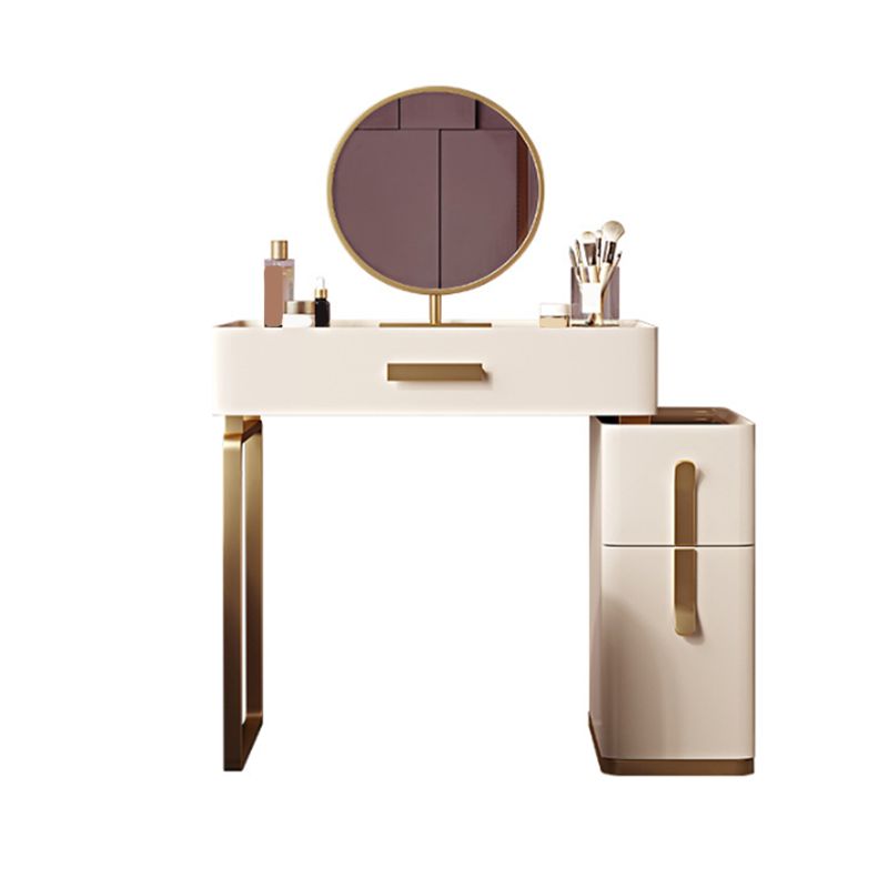 Glambraun Glass Top Waschtisch 25,6 "W 3 Schubladen Schminktisch mit Spiegel & Stuhl