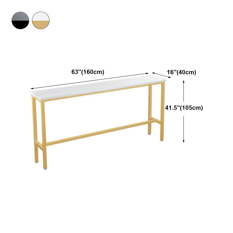 Marble Counter Wine Table with Rectangle Table Top Trestle Table - 41.3" H Clearhalo 'Bar Furniture' 'Bar Tables' 'bar_tables' 'furn' 'furn_bar_tables' 'Furniture' 'furniture_bar_tables' 'Kitchen & Dining Furniture' 'kitchen&dining_furn' 'kitchen' 1200x1200_d4d32184-2b71-4e57-9547-821890c095ca