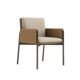 Marco de metal negro silla de comedor moderna con brazos silla lateral sólida