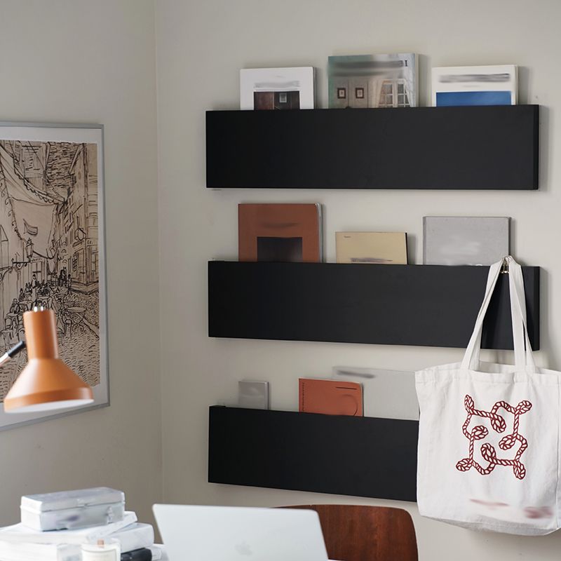 Libreria montata a parete moderna scaffale in metallo in metallo in nero