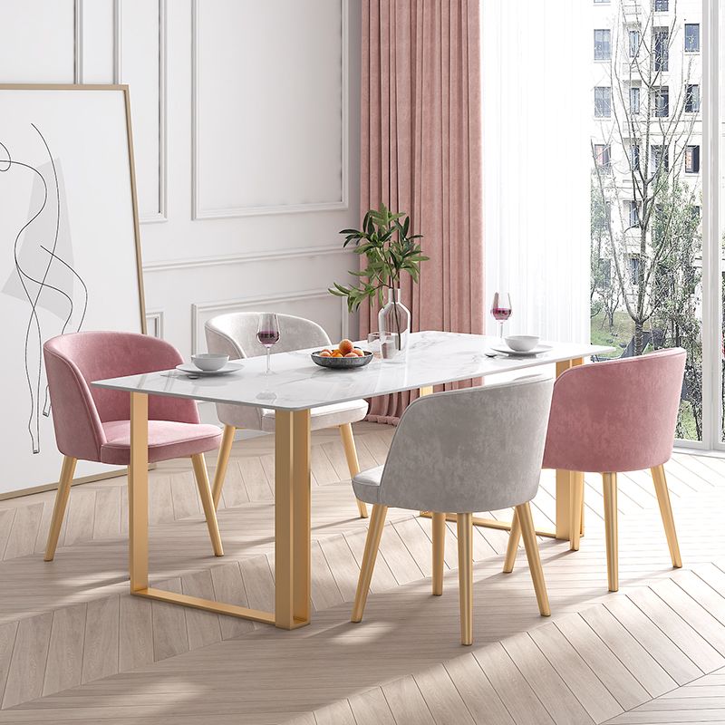 Scandinavian Sintered Stone Dining Table Set White Rectangle Dining Set for Home Use Clearhalo 'Dining Room Sets' 'Dining Tables & Seating' 'dining_room_set' 'furn' 'furn_dining_room_set' 'Furniture' 'furniture_dining_room_set' 'Kitchen & Dining Furniture' 'kitchen&dining_furn' 'kitchen' 1200x1200_d4d72319-eacf-4a85-86f6-822341c0a4a6