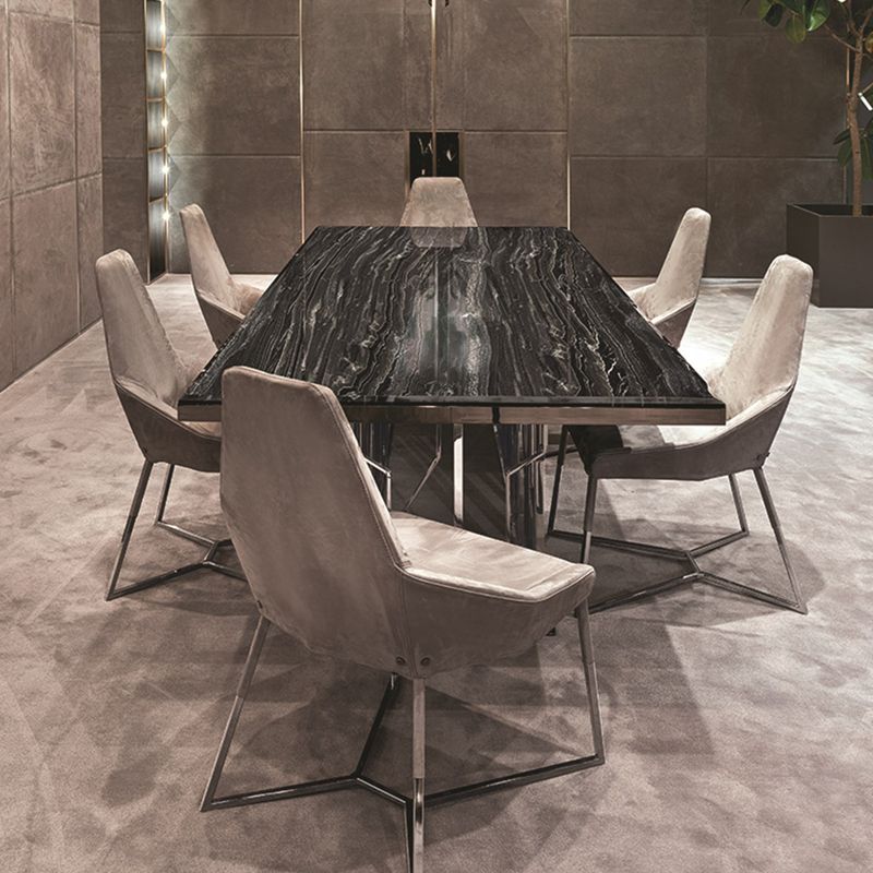 Luxury Style Marble Dining Table Single Pedestal Base Rectangle Table for Home Clearhalo ' dining_table' 'Dining Tables & Seating' 'Dining Tables' 'furn' 'furn_dining_table' 'Furniture' 'furniture_dining_table' 'Kitchen & Dining Furniture' 'kitchen&dining_furn' 'kitchen' 'kitchen_dining_table' 1200x1200_d4d7b793-023f-4207-ae55-094d33941d49