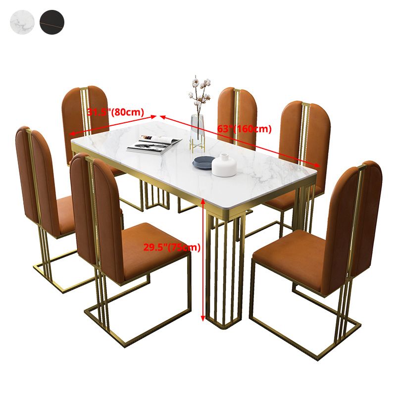 Metal Traditional Luxury Rectangle Indoor Table Marble Top Table with 4 Legs Clearhalo ' dining_table' 'Dining Tables & Seating' 'Dining Tables' 'furn' 'furn_dining_table' 'Furniture' 'furniture_dining_table' 'Kitchen & Dining Furniture' 'kitchen&dining_furn' 'kitchen' 'kitchen_dining_table' 1200x1200_d4d8a68e-cd32-4c76-82d6-0916003ba41e