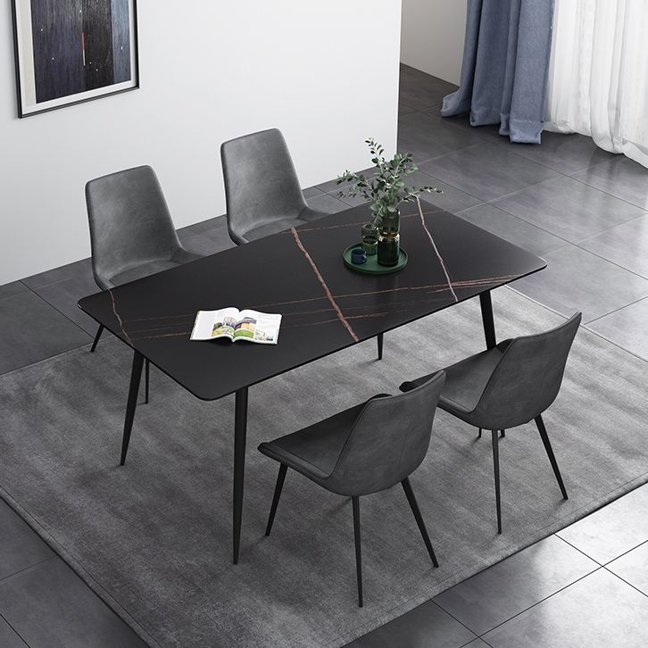 Sintered Stone Industrial Dining Table 4 Legs Base Rectangle Table for Home Clearhalo ' dining_table' 'Dining Tables & Seating' 'Dining Tables' 'furn' 'furn_dining_table' 'Furniture' 'furniture_dining_table' 'Kitchen & Dining Furniture' 'kitchen&dining_furn' 'kitchen' 'kitchen_dining_table' 1200x1200_d4d9e5d0-bde7-4337-b1df-46d186f24feb