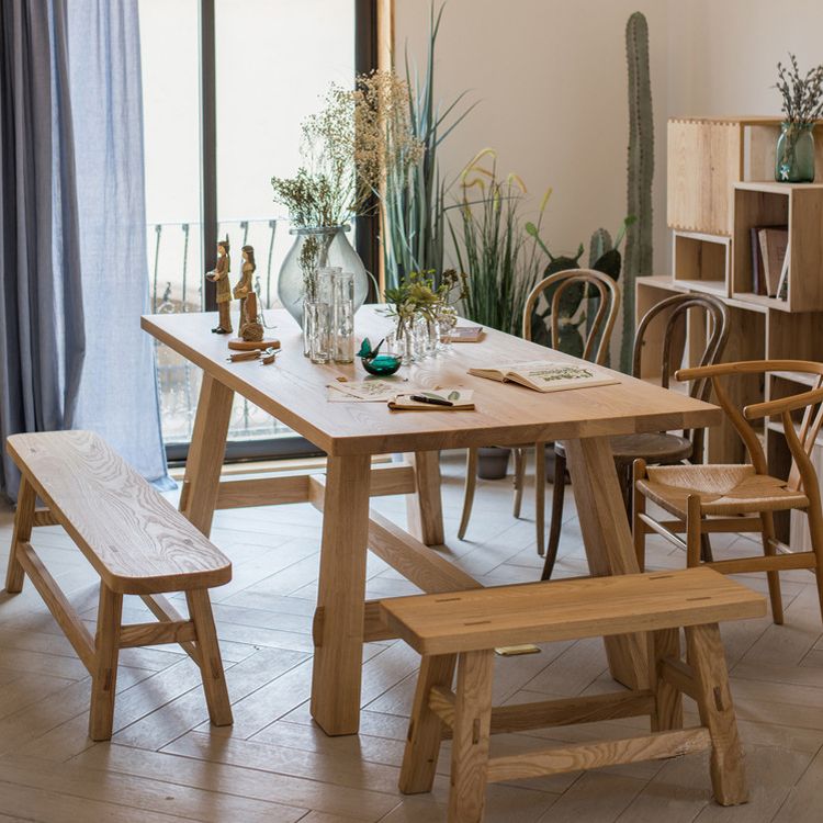 Rechthoek eettafel natuurlijke eigentijdse stijl massieve houten eettafel voor thuiskeuken