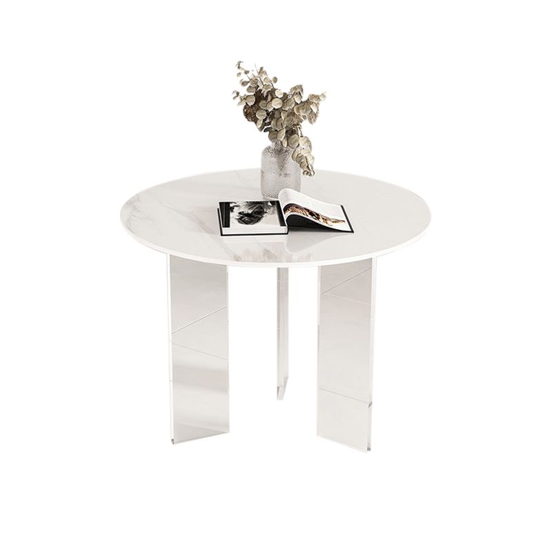 Round Transparent Base Dining Table Modern Stone Table for Kitchen