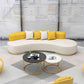 Contemporary Faux Leather Curved Sofa Armless Tight Back Sofa