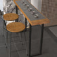 Industrial Rectangle Bar Height Table Solid Wood Bar Table with Double Pedestal Base