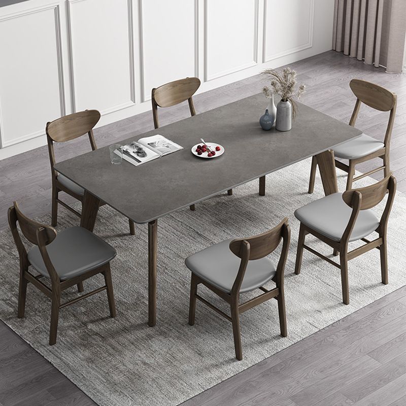 Industrial Style Rectangle Dining Table Sintered Stone Table with Wood Legs Clearhalo 'Dining Tables & Seating' 'Dining Tables' 'dining_table' 'furn' 'furn_dining_table' 'Furniture' 'Kitchen & Dining Furniture' 1200x1200_d4dfef1b-df32-486a-895e-c1f5074625ae