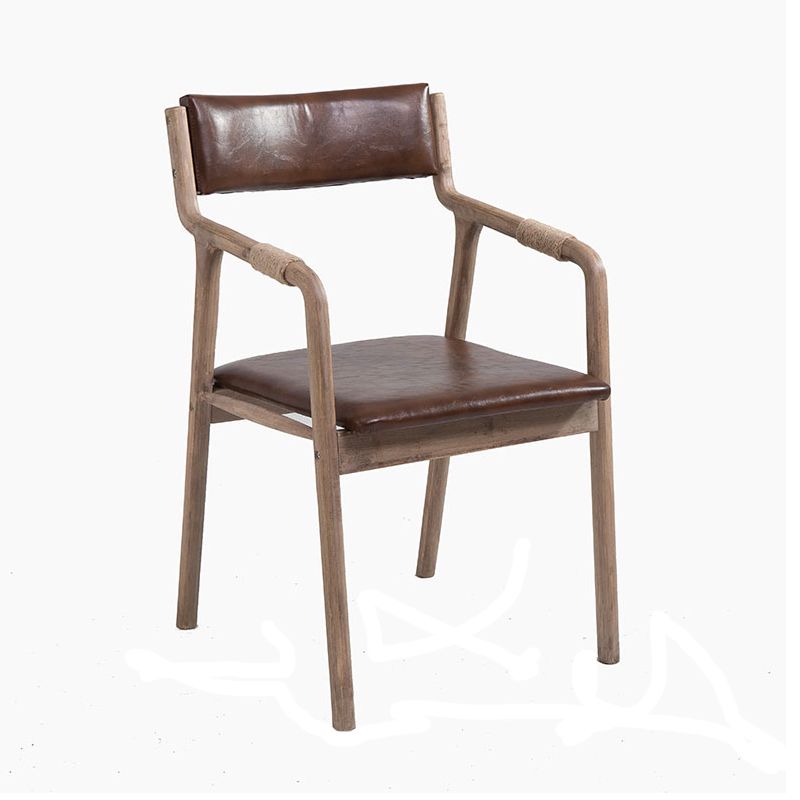 Indoor Country Style Arm Chair Open Back Wood Upholstered Single Dining Room Chair Clearhalo ' kitchen&dining_furn' 'Dining Chairs' 'Dining Tables & Seating' 'dining_chair' 'furn' 'furn_dining_chair' 'Furniture' 'furniture_dining_chair' 'Kitchen & Dining Furniture' 'kitchen' 1200x1200_d4e01036-884e-410c-8c03-49b90ea113e8