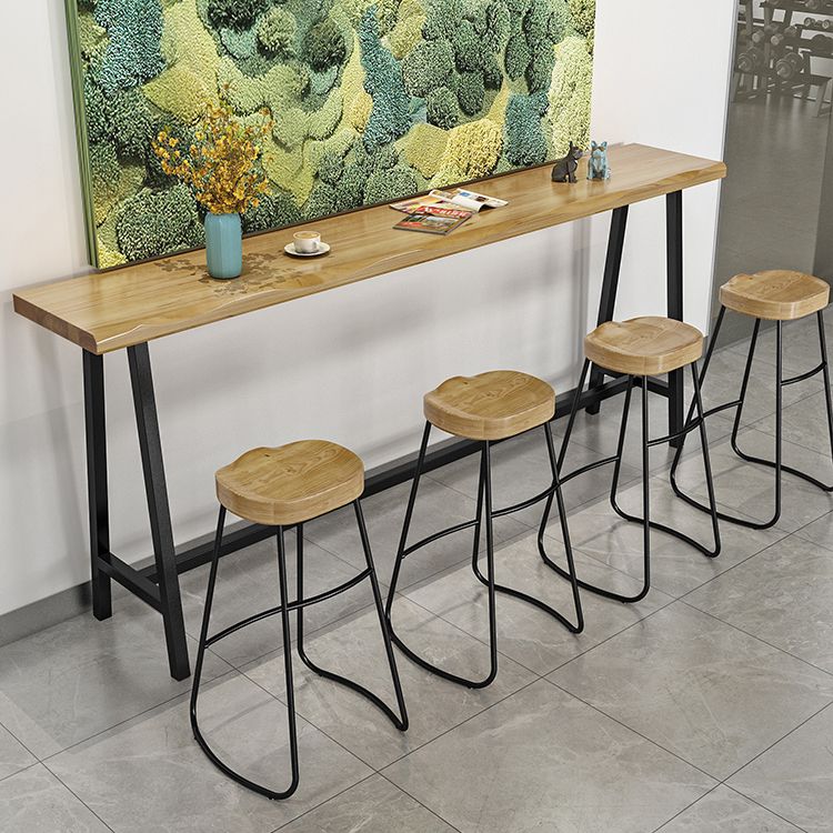 Solid Wood Indoor Counter Height Dining Table Specialty Trestle Patio Bar Table in Natural Clearhalo 'Bar Furniture' 'Bar Tables' 'bar_tables' 'furn' 'furn_bar_tables' 'Furniture' 'furniture_bar_tables' 'Kitchen & Dining Furniture' 'kitchen&dining_furn' 'kitchen' 1200x1200_d4e05a70-ea6d-4e82-9aa5-d0eee012bacf