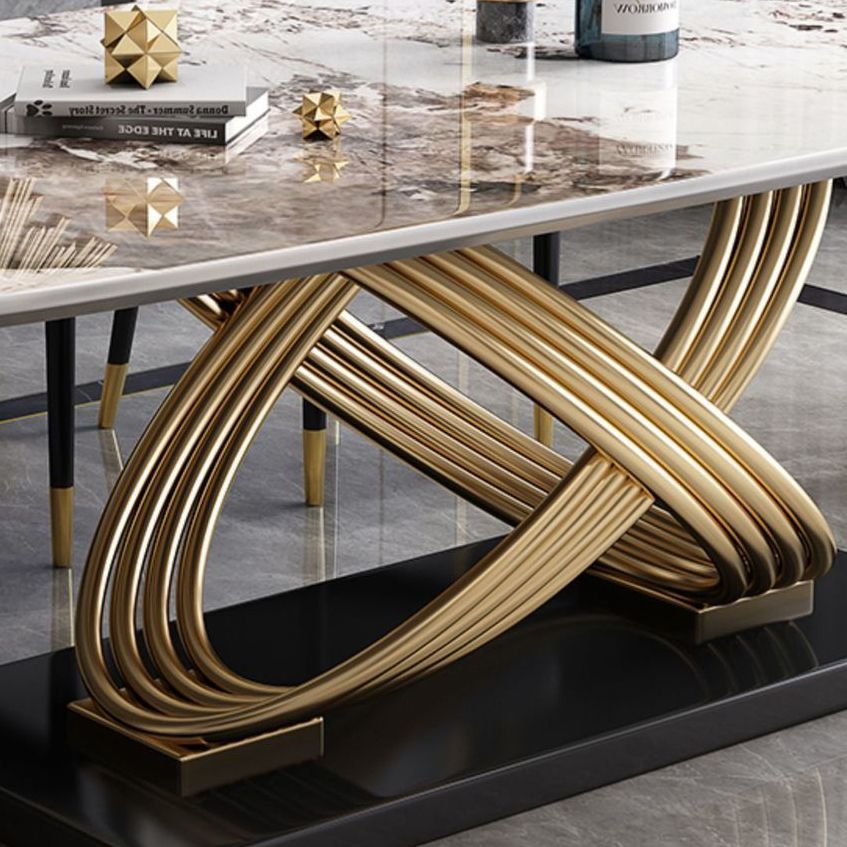 Stone Top Dining Table Contemporary Dining Table with Pedestal Base Clearhalo 'Dining Tables & Seating' 'Dining Tables' 'dining_table' 'furn' 'furn_dining_table' 'Furniture' 'Kitchen & Dining Furniture' 1200x1200_d4e0fd67-4a30-4656-bba3-da327cb6af61