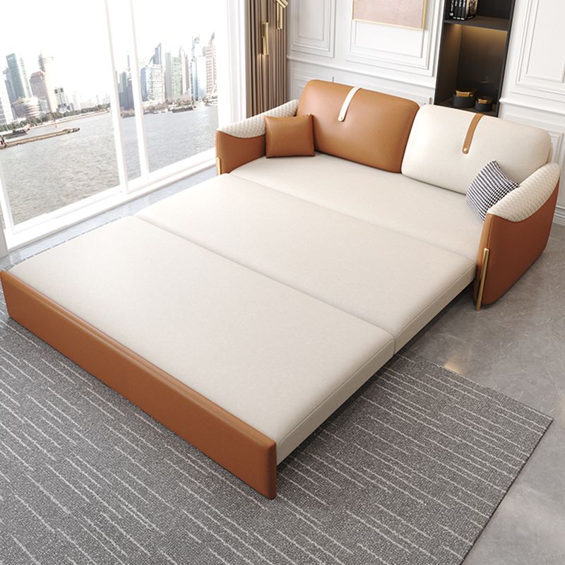 Square Arm Contemporary Faux Leather Stain Resistant Bed Sofa Couch with Pillows Clearhalo 'furn' 'furn_sofas' 'Furniture' 'Living Room Furniture' 'Sofa' 'sofas' 1200x1200_d4e6a25d-6cae-455c-8444-2493da2cae88