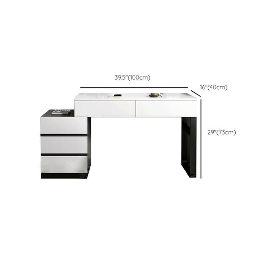 Modern Wooden Vanity Desk in White Modern with Drawers Dressing Table