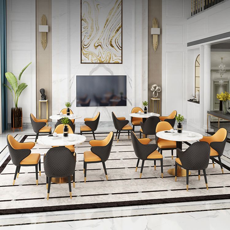 Glam 1/2/3/4/5 Pieces Round Furniture Sintered Stone Standard Height Dining Room Table Set Clearhalo 'Dining Room Sets' 'Dining Tables & Seating' 'dining_room_set' 'furn' 'furn_dining_room_set' 'Furniture' 'furniture_dining_room_set' 'Kitchen & Dining Furniture' 'kitchen&dining_furn' 'kitchen' 1200x1200_d4e87e94-8ff1-4272-b01e-7fc99c0721b0