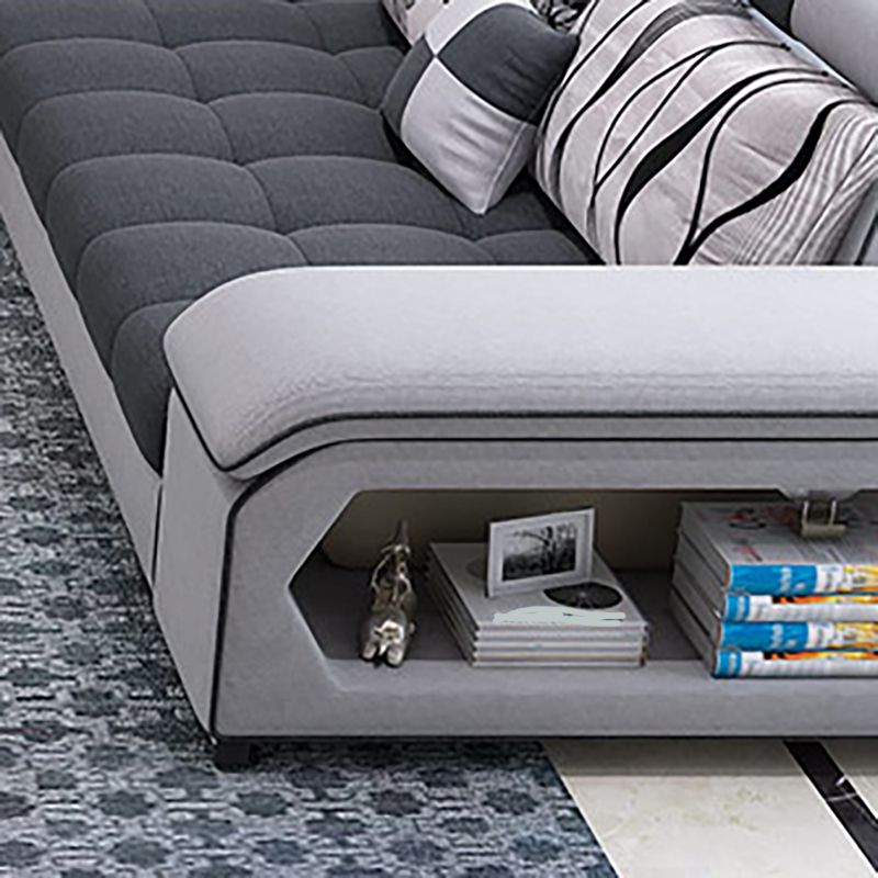 141.73"D x 94.5"W x 33.46"H Pillowed Back Cushions Sectionals with Storage Clearhalo 'furn' 'furn_sectionals' 'Furniture' 'furniture_sectionals' 'kitchen' 'kitchen_sectionals' 'Living Room Furniture' 'Sectionals' 1200x1200_d4e8cf30-02ef-43e2-8ed9-04912af617eb