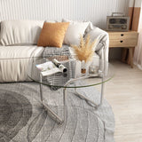 Modern Round Glass Coffee Table Stainsteel Sled Cocktail Table Clearhalo 'Coffee & Accent Tables' 'Coffee Tables' 'coffee_tables' 'furn' 'furn_coffee_tables' 'Furniture' 'Living Room Furniture' 1200x1200_d4e909a8-ec7d-46fa-b753-ad242238b54f