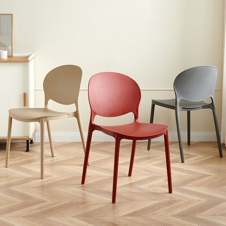 Plastic Stackable Armless Dining Chairs Open Back Side Chair (Set of 4) Clearhalo ' kitchen&dining_furn' 'Dining Chairs' 'Dining Tables & Seating' 'dining_chair' 'furn' 'furn_dining_chair' 'Furniture' 'furniture_dining_chair' 'Kitchen & Dining Furniture' 'kitchen' 1200x1200_d4e9805a-2967-4901-9ee1-d09134802257