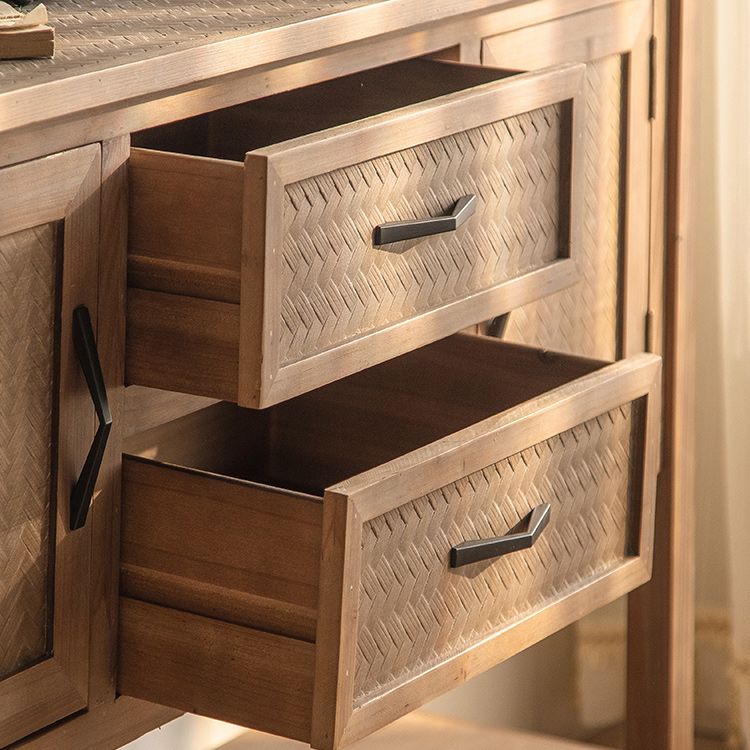 Industrial Solid Wood Side Cabinet Distressed Wood Accent Cabinet