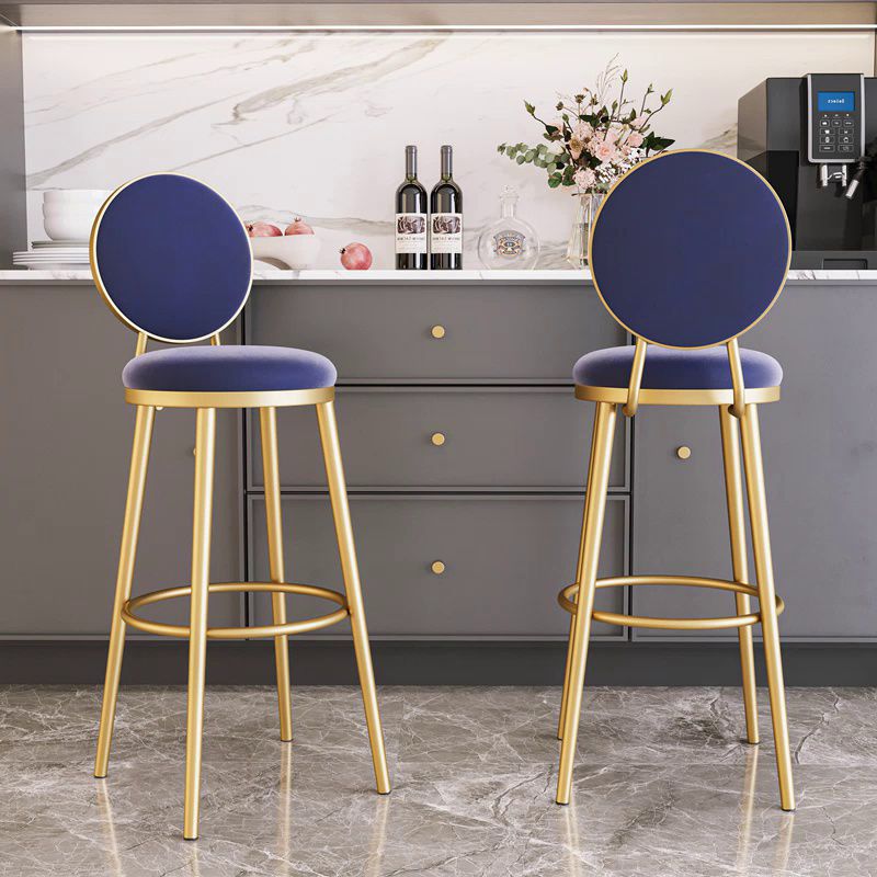Nordic Glam Style Bar-stool Round Counter Bar-stool with Metal Legs for Home Clearhalo 'Bar Furniture' 'Bar Stools' 'bar_stools' 'furn' 'furn_bar_stools' 'Furniture' 'Kitchen & Dining Furniture' 1200x1200_d4ee3527-fbe2-4be9-8ea8-df2a8d062944