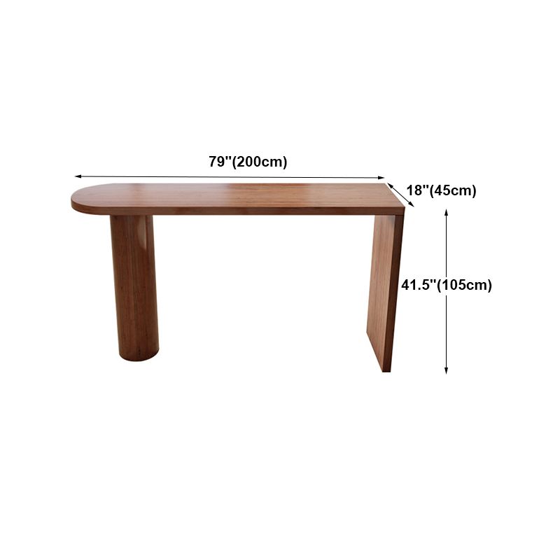 Brown Wood Pub Table with Specialty Table Top Double Pedestal Table - 41.3" H Clearhalo 'Bar Furniture' 'Bar Tables' 'bar_tables' 'furn' 'furn_bar_tables' 'Furniture' 'furniture_bar_tables' 'Kitchen & Dining Furniture' 1200x1200_d4ee51df-b1e1-42d4-8948-0b0ee15f8c1a