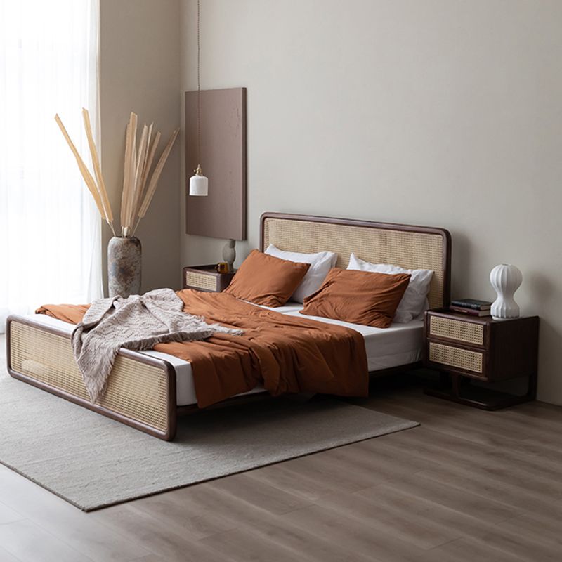 Letto standard in legno massiccio letto rettangolare tropicale con testiera