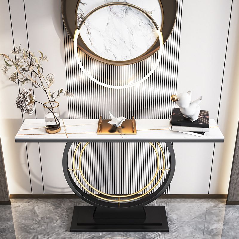 Stone Rectangle Console Table 1-shelf 31.5" Tall End Table for Hall Clearhalo 'Console Tables' 'console_tables' 'Entry & Mudroom Furniture' 'furn' 'furn_console_tables' 'Furniture' 1200x1200_d4ef566c-b254-4772-a4ca-75287a4f68ea