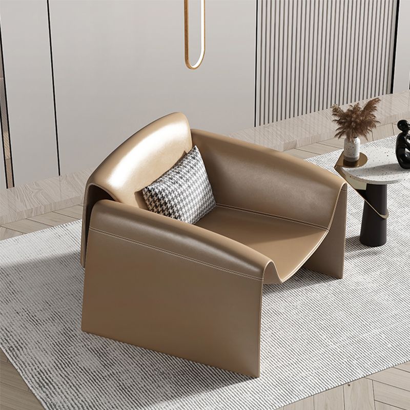 Modern Round Arms Barrel Chair Fixed Back Barrel Accent Chair for Bedroom