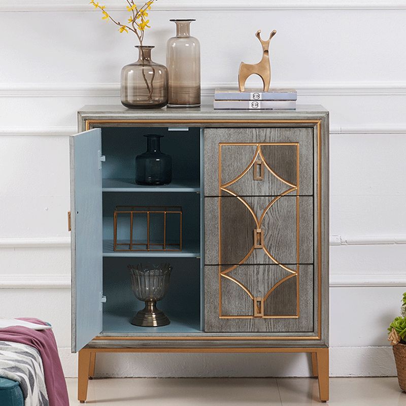 Glam Dining Server Wood and Metal Sideboard Cabinet with Drawers and Storage Clearhalo 'buffet_sideboard' 'Buffets & Sideboards' 'Furniture' 'furniture_buffet_sideboard' 'Kitchen & Dining Furniture' 1200x1200_d4efcd9b-31f8-495e-b310-df21645b9b1f
