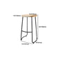 Modern Backless Armless Counter Stool Iron Cashier Bar Stool with Wooden Seat and Pedal