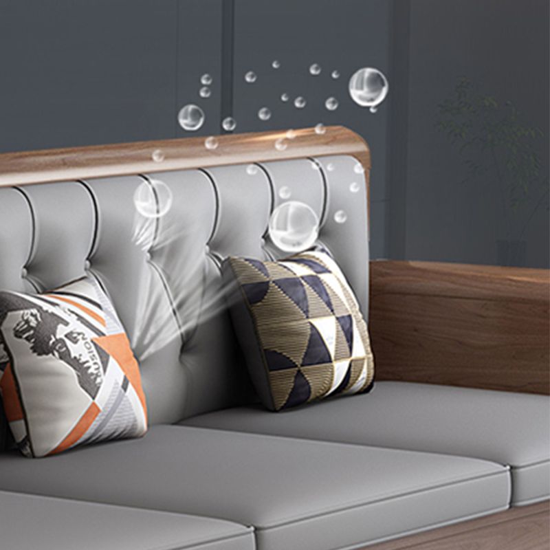 Modern Solid Wood Faux Leather Square Arm Sofa with Tufted Back Clearhalo 'furn' 'furn_sofas' 'Furniture' 'Living Room Furniture' 'Sofa' 'sofas' 1200x1200_d4f3595d-58ad-49d6-8e5f-5bcb5c110d1e