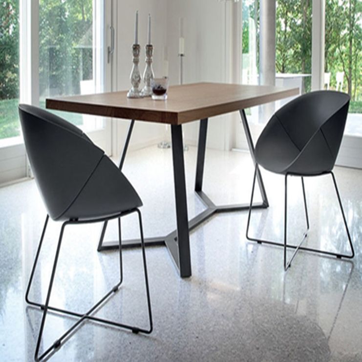 Rectangle Industrial Dining Table Trestle Base Fixed Table with Solid Wood Clearhalo 'Dining Tables & Seating' 'Dining Tables' 'dining_table' 'furn' 'furn_dining_table' 'Furniture' 'furniture_dining_table' 'Kitchen & Dining Furniture' 'kitchen' 'kitchen_dining_table' 1200x1200_d4f4adae-43d3-4f69-9701-bb171ad32f95