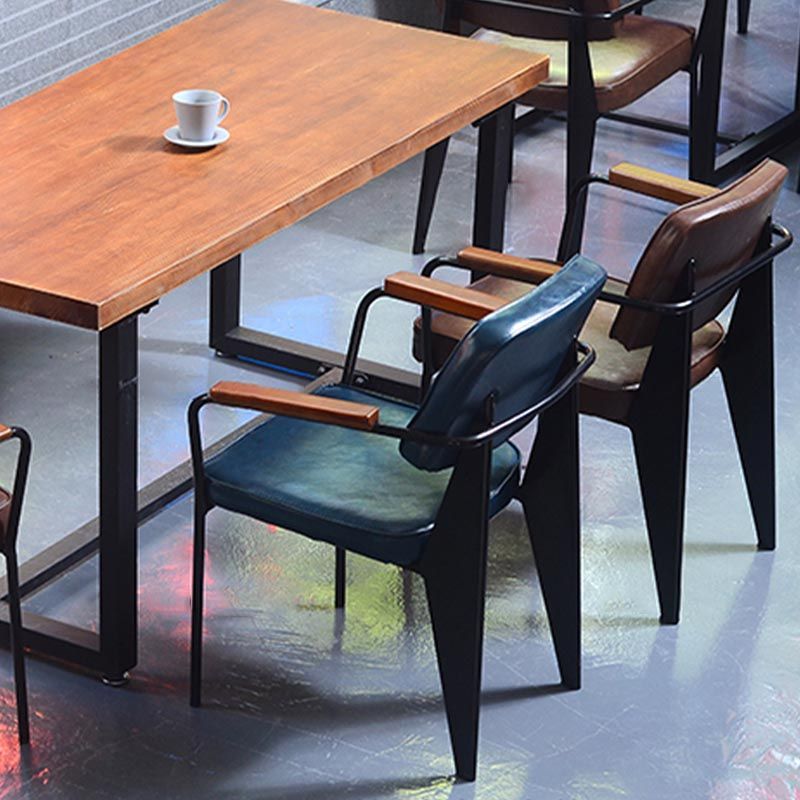 Industrial Open Back Dining Chair Upholstered Arm Chair with Black Legs Clearhalo 'Dining Chairs' 'Dining Tables & Seating' 'dining_chair' 'furn' 'furn_dining_chair' 'Furniture' 'Kitchen & Dining Furniture' 1200x1200_d4f52974-e530-4e03-a049-53c35bb85edb