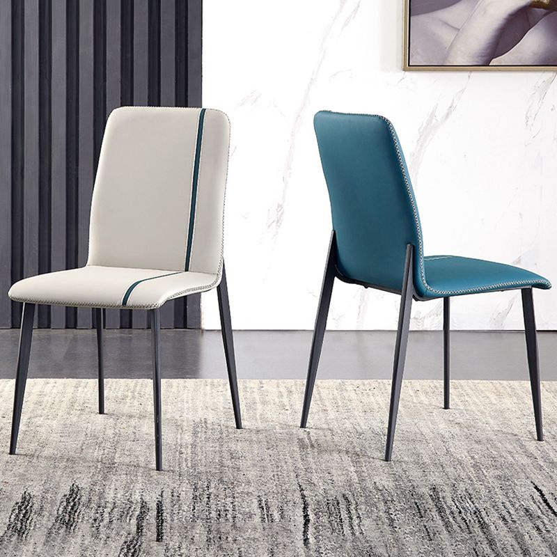 Industriële armloze zijstoelen faux lederen eetstoelen met metalen benen