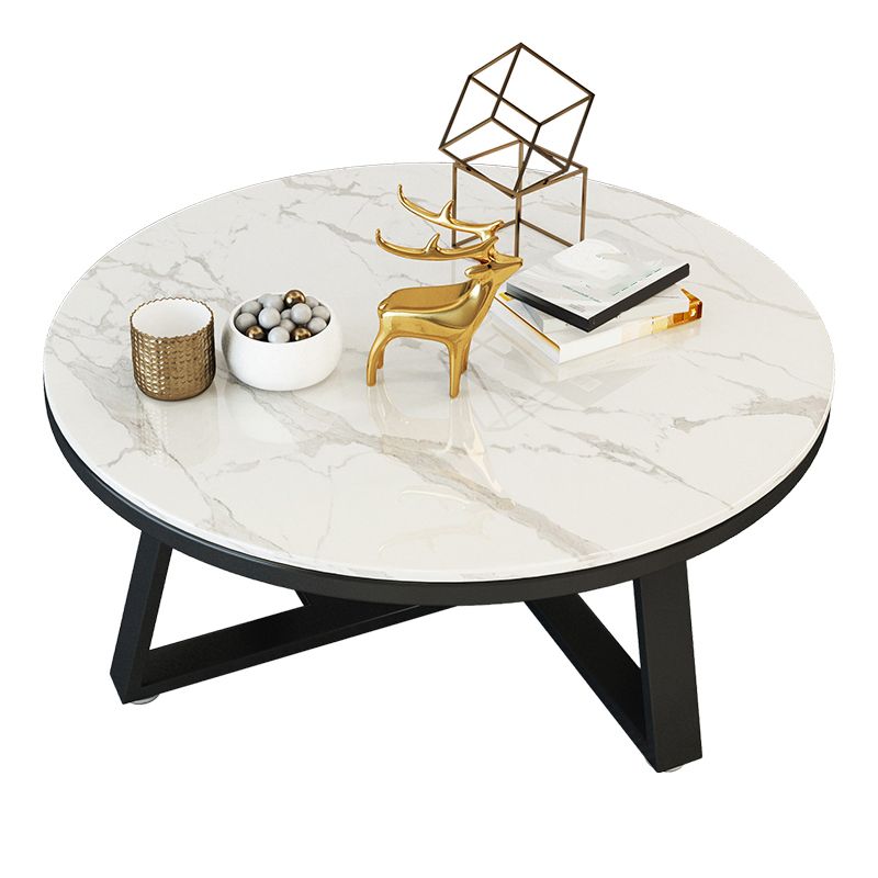 Glam Cross Legs Coffee Table Faux Marble Round Cocktail Table Clearhalo 'Coffee & Accent Tables' 'Coffee Tables' 'coffee_tables' 'furn' 'furn_coffee_tables' 'Furniture' 'Living Room Furniture' 1200x1200_d4f93175-e61f-416c-898d-ce2229cd00e3