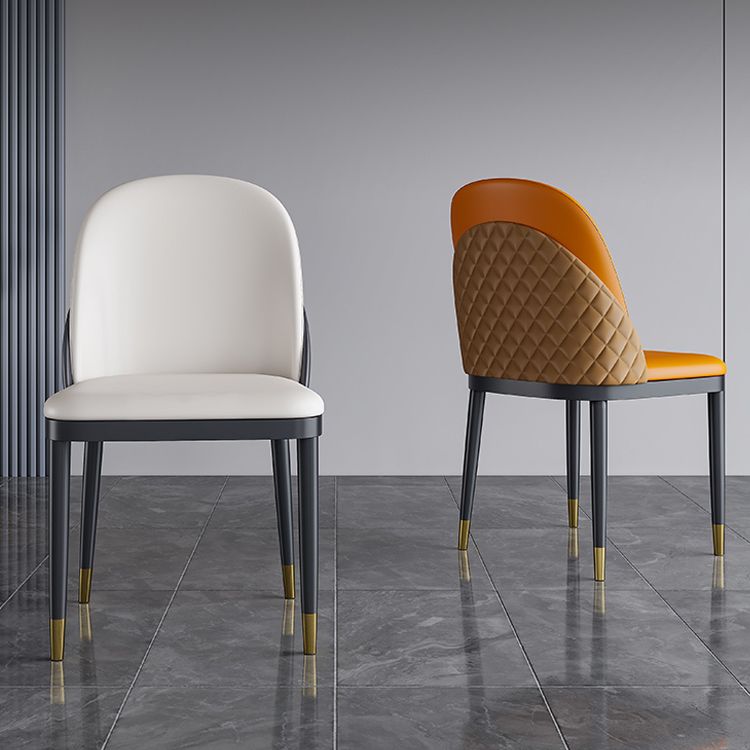 Glam Metal Dining Armless Chair Faux Leather Dining Chairs for Restaurant Use (Set of 2) Clearhalo ' kitchen&dining_furn' 'Dining Chairs' 'Dining Tables & Seating' 'dining_chair' 'furn' 'furn_dining_chair' 'Furniture' 'furniture_dining_chair' 'Kitchen & Dining Furniture' 'kitchen' 1200x1200_d4f9e669-bce4-418b-8001-eed3470b281b