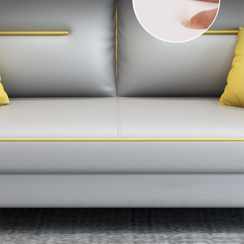 Square Arm Pillowed Back Cushions L-Shape Sectionals Sofa for 3 People Clearhalo 'furn' 'furn_sectionals' 'Furniture' 'furniture_sectionals' 'Living Room Furniture' 'Sectionals' 1200x1200_d4fa9554-c7ee-4c5d-b9d9-d3317a38e51c