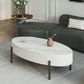 Glam Oval Stone Top Coffee Table with 4 Legs and 1 Storage Drawer