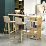 Glam Rectangle Bar Table Set 1/3 Pieces Faux Marble Pub Set for Dining Room